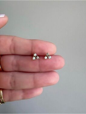 WWAKE 14K Gold Tri-Opal & Diamond Earrings (pair)
